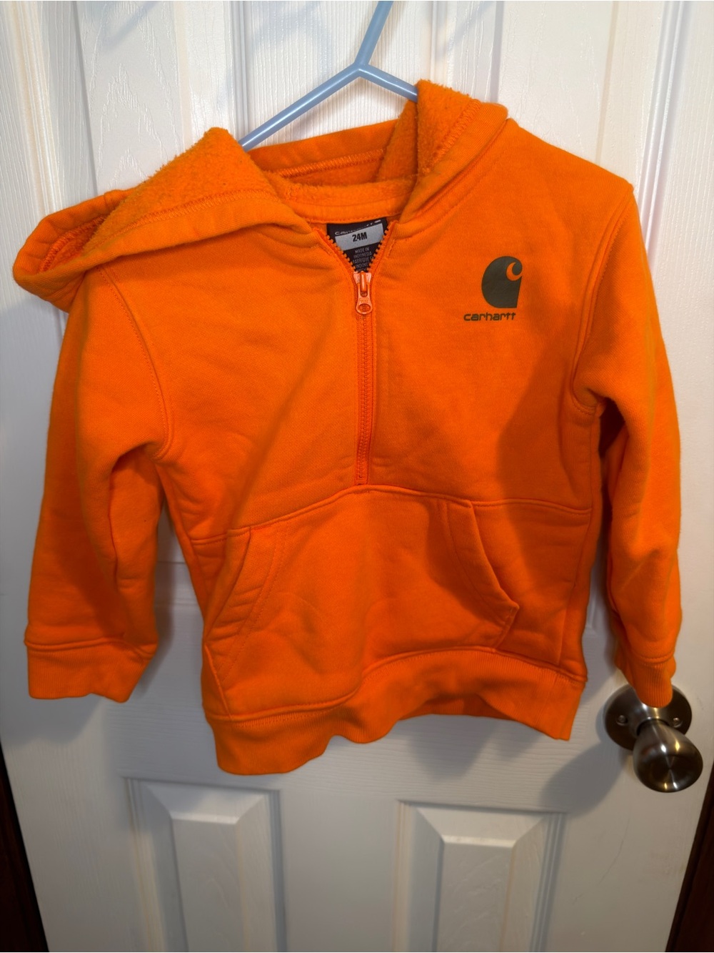 Carhartt Baby Bright Orange Hooded Half-Zip Sweatshirt